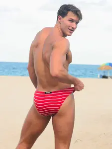 Striped Brazilian Swim Brief