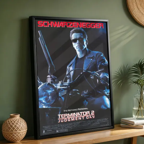 Terminator 2 Judgment Day Classic Movie Poster,Vintage Sci-Fi Wall Art For Man Cave Room Decor
