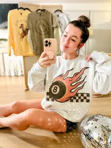 Faux Yarn 8 Ball Graphic Top Faux Yarn 8 Ball Graphic Top