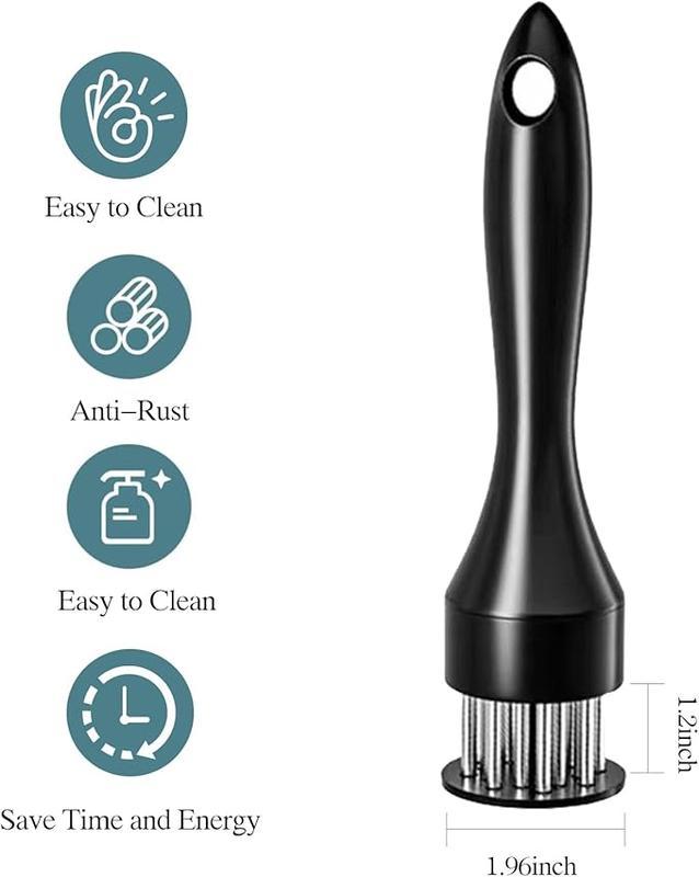 Stainless Steel Meat Tenderizer, 2025 New Meat Tenderizer Tool, Meat Tenderizer with Stainless Steel Ultra Sharp Needle Blades, for Tenderizing Beef Chicken Steak Veal Pork (Black)