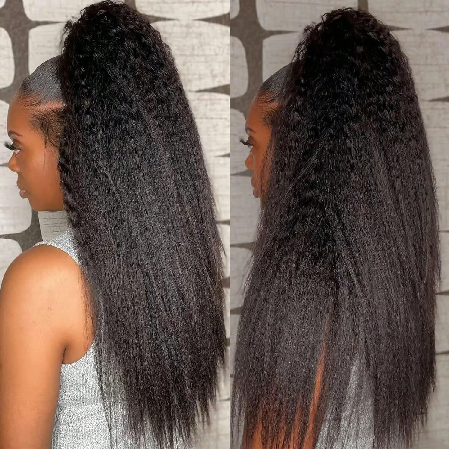 [360 Glueless Wig]MYLOCKME 180 Density 32 34 Inch 360 Kinky Straight Glueless Wigs Human Hair Brazilian Yaki Straight 13x6 HD Lace Frontal Wig For Women Preplucked