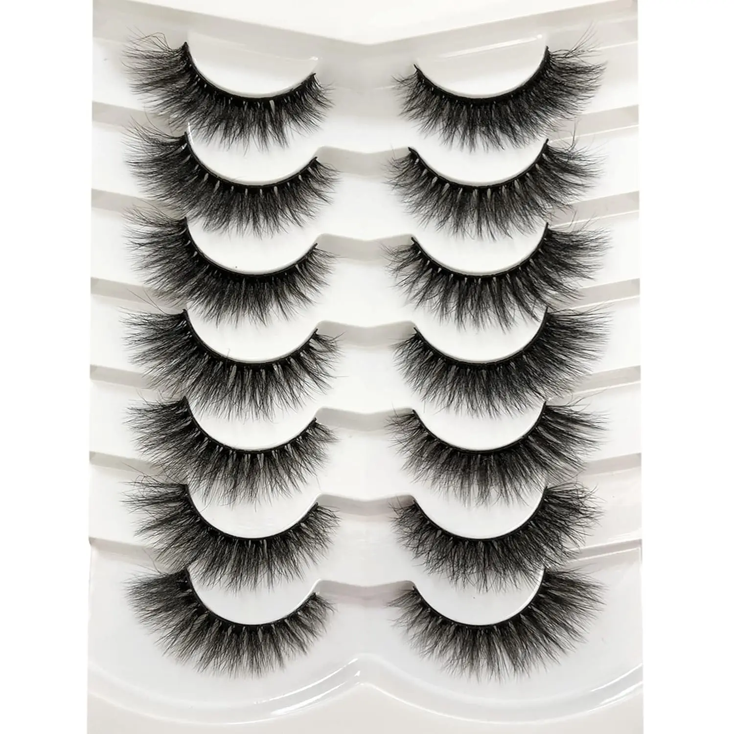 False Eyelashes Cat Eye Wispy Extensions Faux Mink Lashes Pack Short Natural Volume Fake Eyelash Strips 7 Pairs Pack