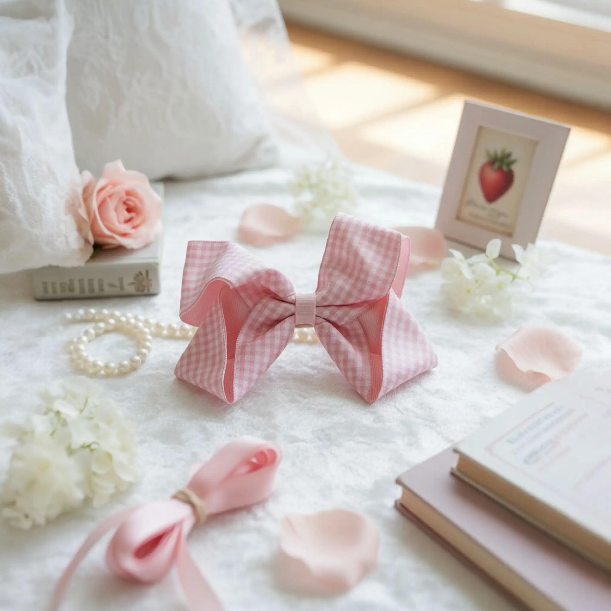 Classic Gingham Hair Bow Clip (4.5”)