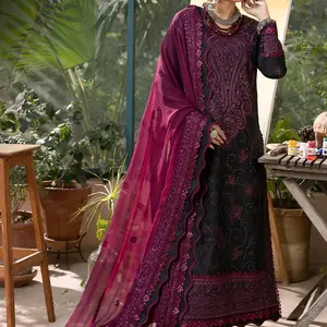 Indian/Pakistani Luxury Lawn Collection 3pc dress With Chiffon Duppatta