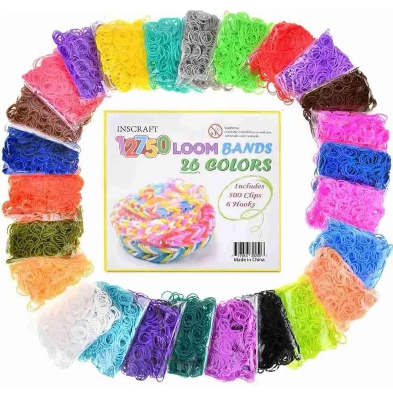 12750pcs Loom Rubber Bands Refill Kit in 26 Colors with 500 Clips, 6 Hooks, Premium Jewelry Making Set for Kids Beads Jewelry Making DIY Craft Gift