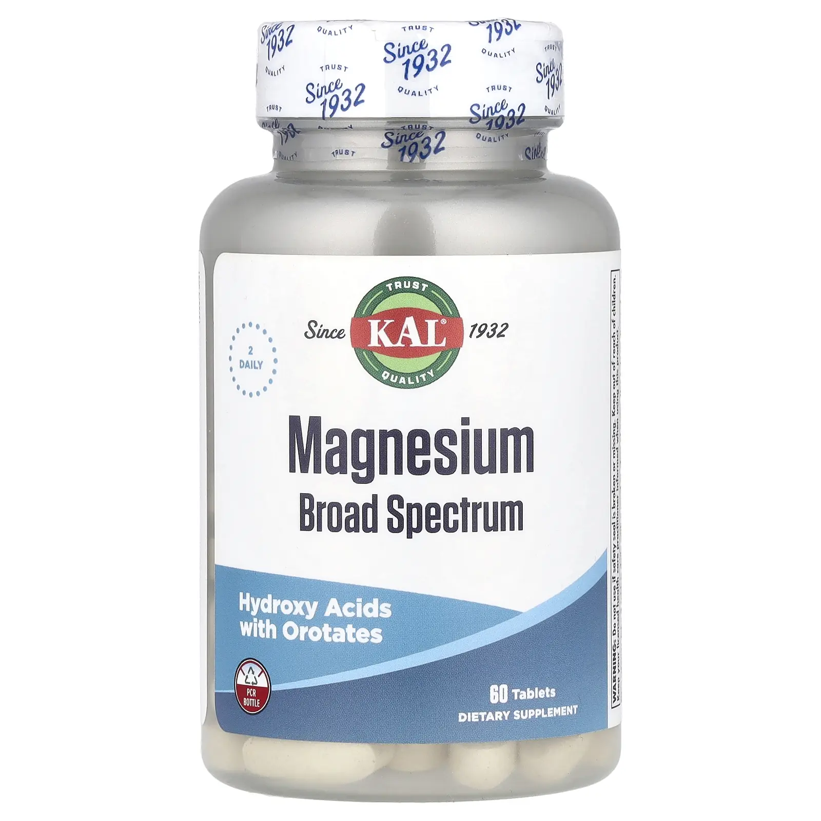 KAL Magnesium Broad Spectrum, 60 Tablets (200 mg per Tablet)