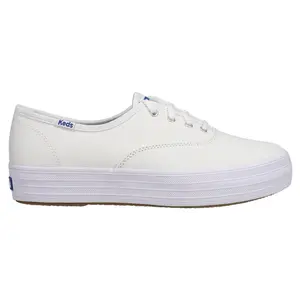 Keds Womens The Platform Canvas Lace Up Sneakers Shoes Casual - White