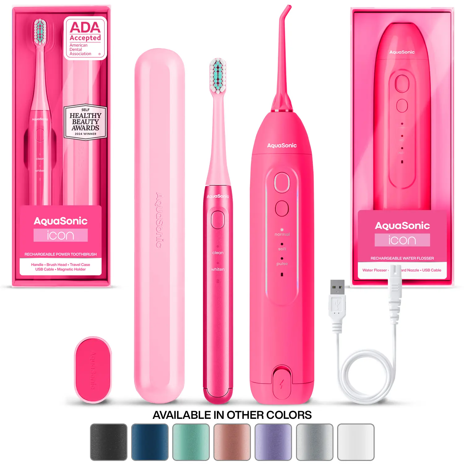 Icon Electric Toothbrush & Water Flosser Bundle - Travel case, charging cord Daily Oral Daily Oral Cleansing | AquaSonic Cordless Toothbrushes Cordless Teeth Cleaner Cordless Teeth Cleaner Cordless Teeth Cleaner Cordless Teeth Cleaner