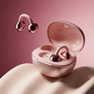 Wireless Ear Clip Earphone, Open-ear Design Earphone with Charging Case, Low Latency HD Call Earbuds for Small Ears & Glasses Wearers, Audio