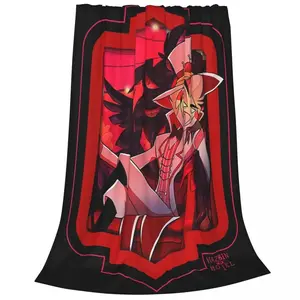Hazbin Lucifer Cartoon Hotels Blankets Flannel Printed Alastor Action Anime Portable Lightweight Throw Blanket Office Rug Piece