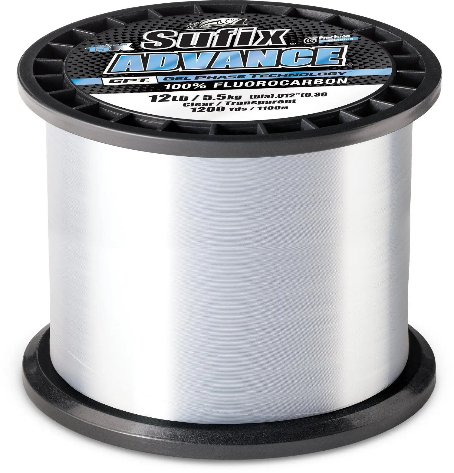 Sufix Advance Fluorocarbon Bulk Spool - 1200yd Gel Phase Technology Fishing Line, Invisible Underwater for Strike Zone Use, Suitable as Leader or Mainline