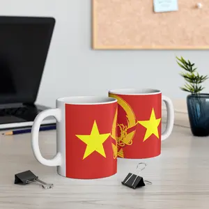 Novelty Ceramic Mug 11oz, variant #12, Coffee Tea Cup, Flag of Vietnam Viet Nam