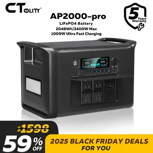Black Friday Deal Ctolity 2400W Portable Power Station 2048Wh LiFePO4 Battery - 640000mah 120V Powerbank Solar Generator 2 Hr Fast Charge for Outdoor Camping RV Home Backup Power Supply