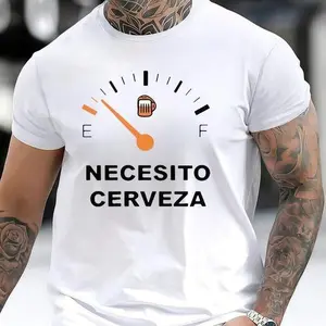 Men's Regular Fit Letter Graphic Round Neck Tee Casual Short Sleeve Crew Neck T-shirt for Summer Fashion Men's Top for Daily Wear Crewneck Graphic Tees Menswear Streetwear