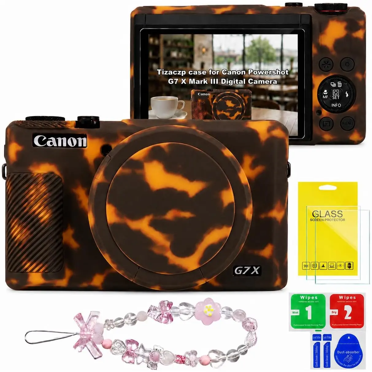 Camera Case for Canon G7X Mark III, Silicone Cover with Lens Cap