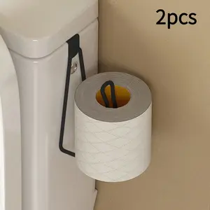 Wall-Mounted Multifunctional Toilet Paper Holder and Shoe Hook - No Drilling Easy Installation, Space-Saving Design, Versatile Bathroom Tissue Storage, Elegant Home Decor, Durable Metal Material, Multiple Usage Scenarios