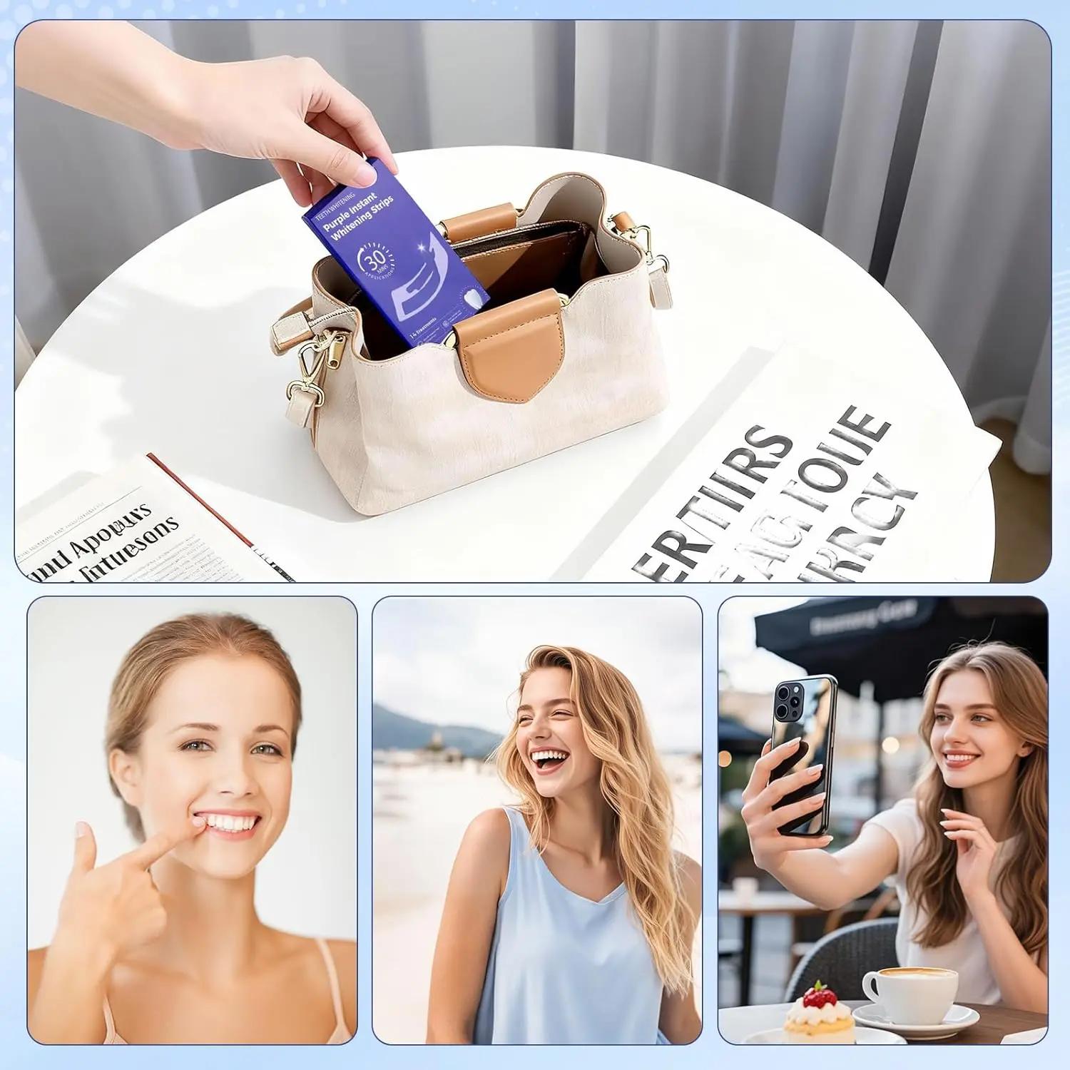 Purple Teeth Whitening Strips – 42/28/14 Pairs, Enamel-Safe Peroxide-Free Formula, Non-Sensitive Purple Corrector for Daily Whitening & Travel Dental Care Purple Teeth Whitening Strips – 42/28/14 Pairs, Enamel-Safe Peroxide-Free Formula, Non-Sensitive Purple Corrector for Daily Whitening & Travel Dental Care