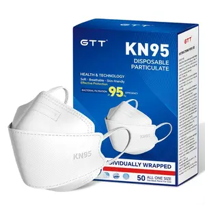200PCS/4packs White KN95 Fish-Shaped Masks, 5-Layer High Filtration 95% Protection, Individually Wrapped Disposable Face Masks, Breathable Comfortable Safety Mask for Adults