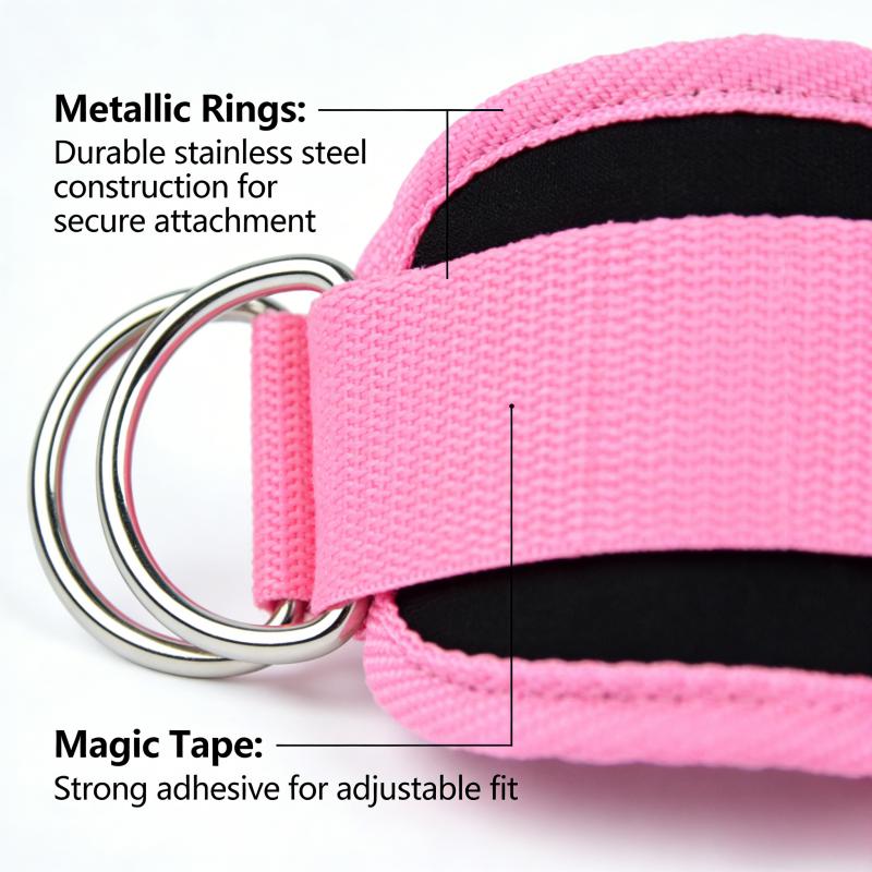 Professional Ankle Straps for Cable Machine - Comfort Padded Double D-RingSupport, Leg and Hip Strength Training Straps Portable Ankle Covers for Gym,Outdoor and Home Workouts(Strap Only, No Band Included)