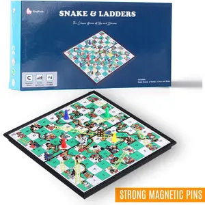 Magnetic Snakes and Ladders Game Set - Portable with Built-in Storage Board Game for All Ages (10 Inches) | Interesting Gift for Kids and Adult