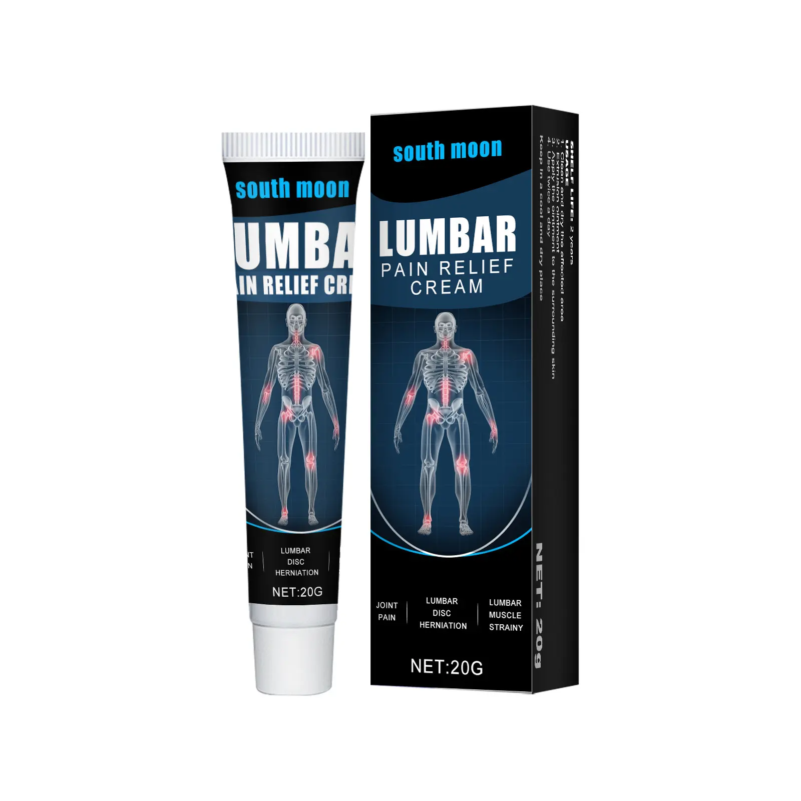 South Moon Body Care Cream — Relieves body pain and swelling; provides care and massage for joints, arms, and lower back; suitable for daily use.