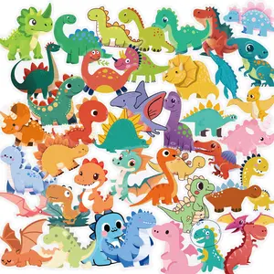 56pcs Cute Dino Dinosaur Cartoon Graffiti Transparent PET Material Series Graffiti Stickers Suitable for Luggage, Phone Cases, Laptops, Helmets, Skateboards Waterproof Decoration DIY Creative Stickers