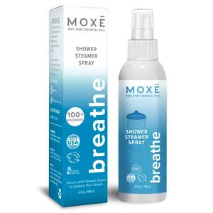 MOXE Breathe Shower Mist, Eucalyptus and Peppermint, Spa Steam Spray, Certified Natural 100% Essential Oils, Made in USA, Aromatherapy, Sinus Congestion Relief, Tension Relief