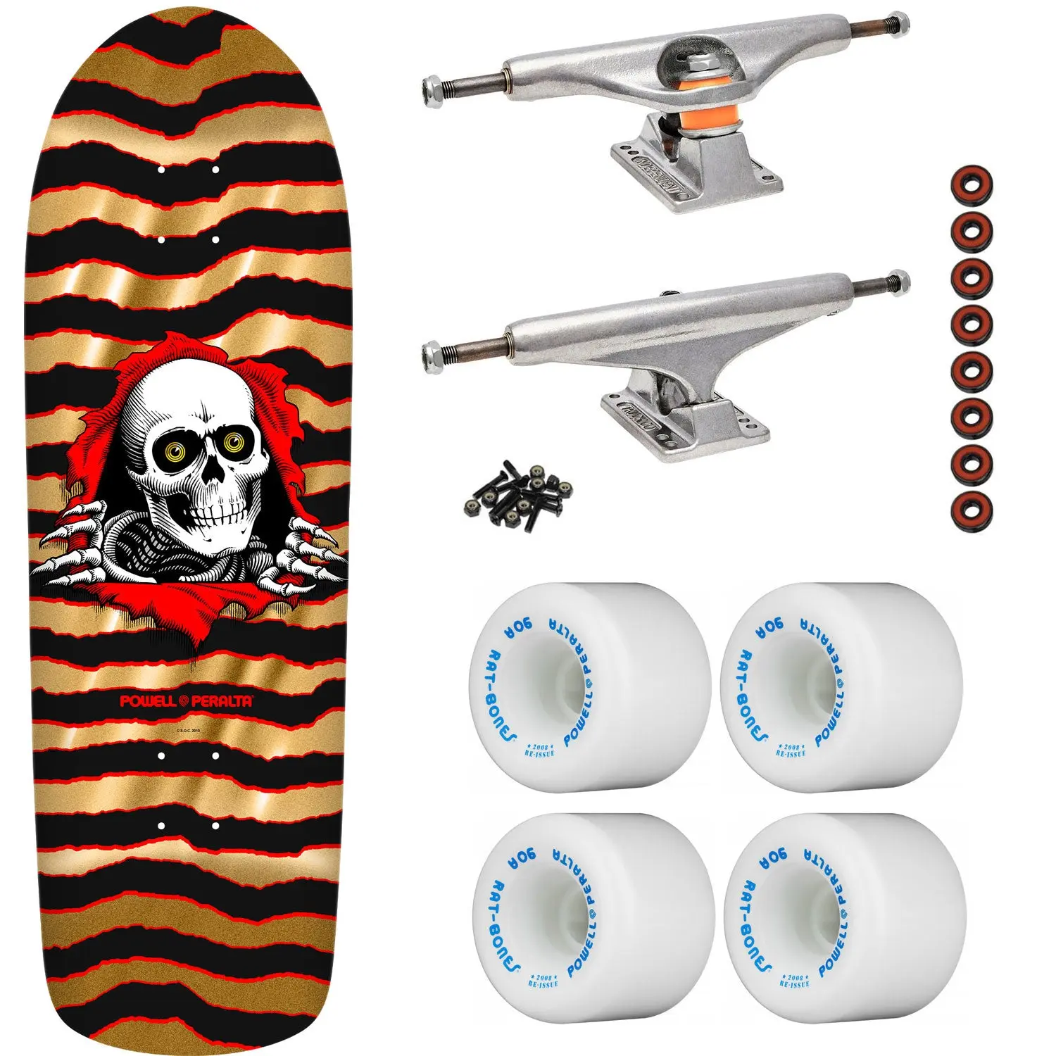 Powell Peralta Skateboard Old School Ripper Gold Foil / Independent/ Rat Bones White