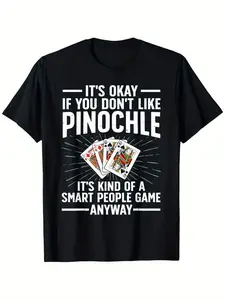 Best Pinochle Art for Men Women Boys Girls Playing Cards Pinochle T-Shirt, 100% 180G, Black Crew Neck, S-XXXL Size, Breathable, Super Soft, Perfect for Running, Going Out, All Seasons, Arts, Fashion, Health, Travel, Great Value, Easter