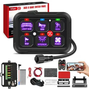 Nilight 6 Gang Switch Panel 12V 24V Universal Circuit Control Relay System with RGB Backlight APP Control Fuse Wiring Harness Automatic Dimmable ON Off LED Switch Pod for Car Pickup Truck Camper SUV