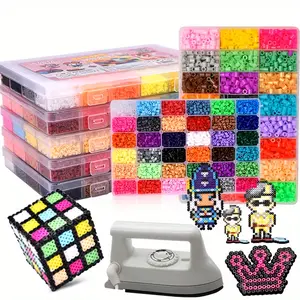 Plastic Fuse Beads Set 1500-10000pcs, DIY Mix Beads, DIY Craft Kit with Nail Board, Iron Paper, Tweezers, Ideal for Art Projects & Home Decor