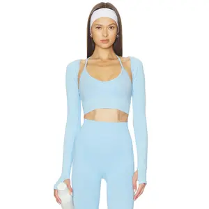 WellBeing + BeingWell Perrie Seamless Shrug in Ice Blue