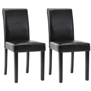 LSSPAID Set of 2 Modern PU Upholstered Dining Chairs Elegant Design Dining Room Chairs (Black)