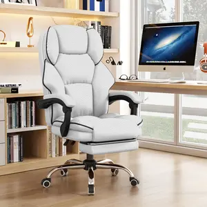 【Spring Glow Up】Ergonomic Office Chair PU Leather Comfortable Adjustable Height High Back Reclining Executive Work Chair with Rolling Wheels Chinese chair