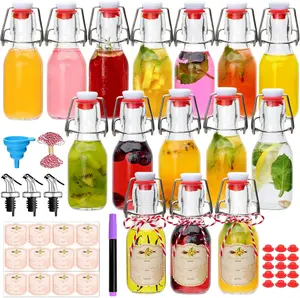 Swing Top Glass Bottles 4 oz, Vanilla Extract Bottles-Set of 15,Flip Top Glass Bottle for  Brewing, Beverages, Oil, Vinegar, Water, Soda, Limoncello, Homemade , vanilla