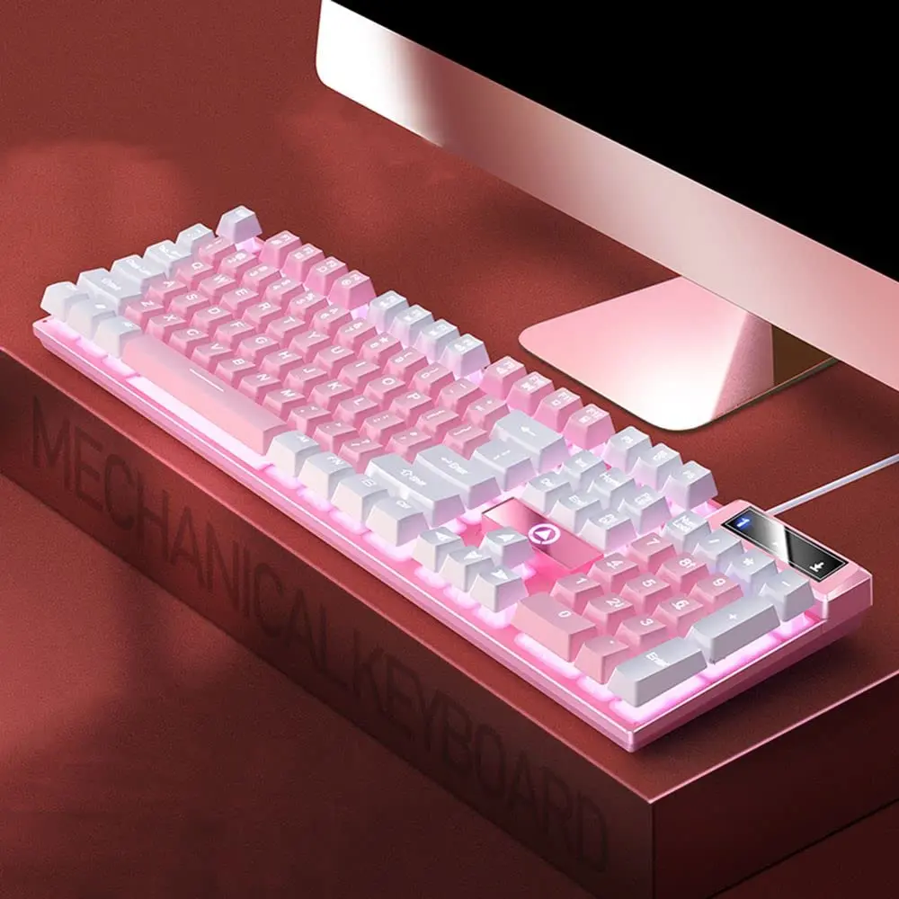 2025 Wired Mechanical Gaming Keyboard, Full-Size USB Cabled, Floating Caps, RGB Backlit Keys, Fast Tactile Response, PC Gaming Keyboard Accessories, Mother's Day Gift, Wired Mechanical Keyboard