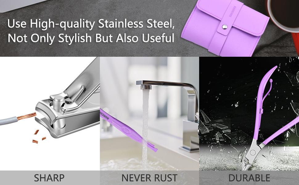 Professional Manicure & Pedicure Kit – 16 pcs Stainless Steel Nail Clippers Set with Luxurious Travel Leather Case