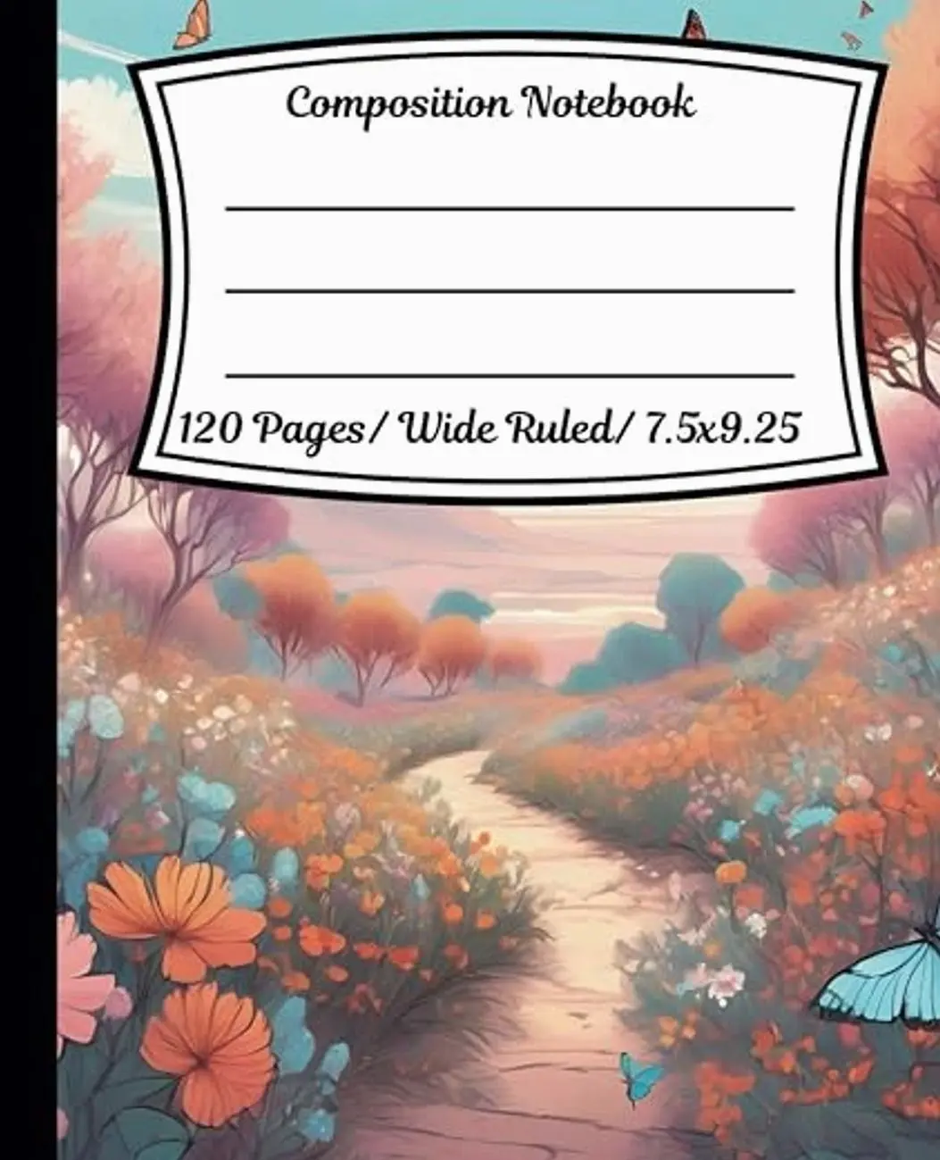 Floral Wide-Ruled Writing Composition Notebook - 120 Pages, 7.5x9.25 in, Multipurpose Collectibles/Comics & Manga Accessory for Teens