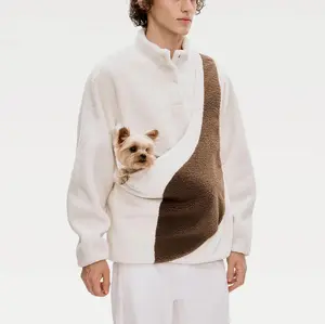 Kangaroo Pouch Hoodie for Cat & Dog Carrier – Unisex Fleece Pet Sling Sweater – Warm Hands-Free Cuddle Pouch Sweatshirt for Small Pets