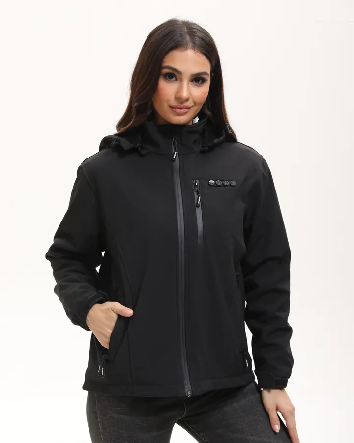 ARRIS Women's Softshell Heated Coat with Battery, Fleece-Lined, 8 Heat Zones, 5 Heat Settings, Adjustable Fitted Design, Elastic Details for Winter Outdoor Sports & Outdoor Activities