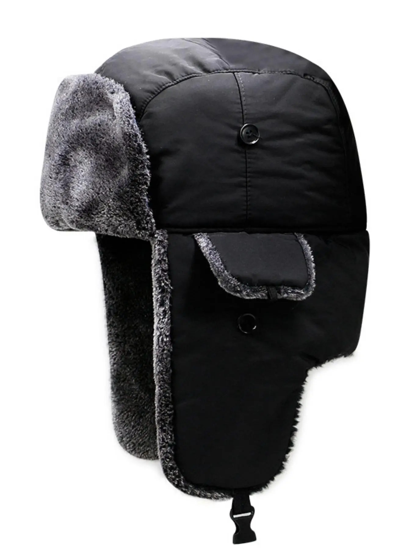 2024 Trendy Men's Solid Color Plush Lined Warm With Cap Ear Flap Mask, Casual Outdoor Sports Skiing Hat for Fall & Winter, Fashion Accessories for Dai