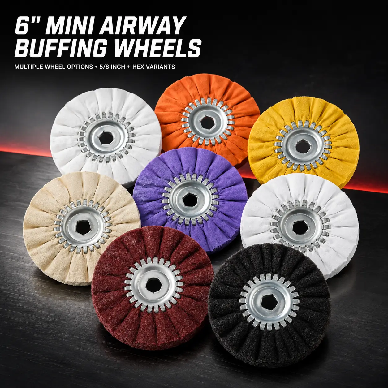 Renegade Products 6" Mini Airway Buffing Wheels – Small Diameter Buffs for Metal Polishing Aluminum & Stainless Steel | Perfect for Tight Areas & Detail Work