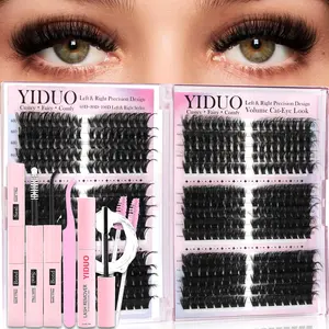 4/6-Style Eyelash Cluster Kit 60D/80D/100D/Volume + 3D Eyelash Cluster Kit 540/448 Pieces 10-18mm Cluster Eyelash Extension Kit D-Curl With  Lash Bond and Seal, Lash Remover，Lash Tweezers,Eyelash Brush DIY at home.
