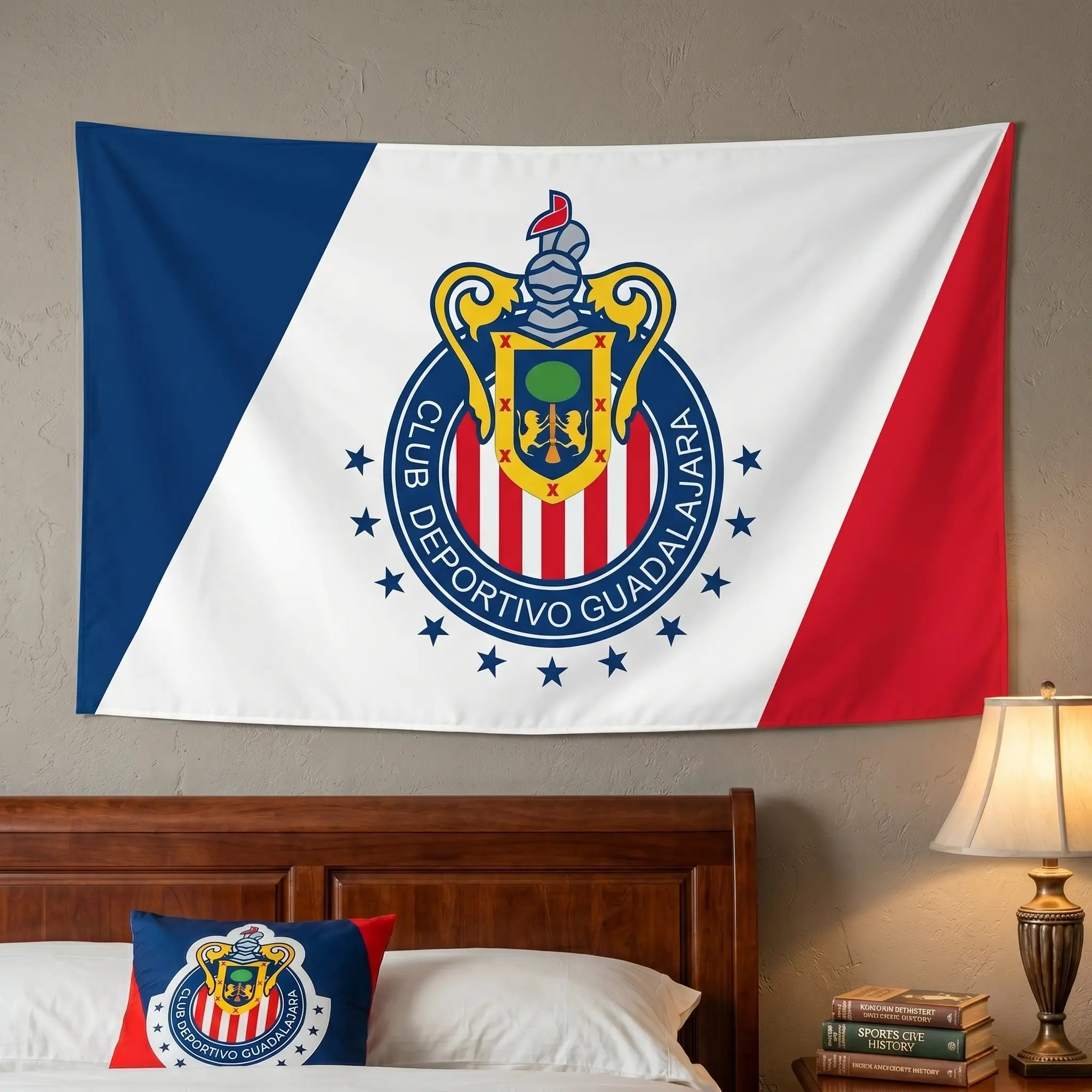 Chivas Retro Mexico Guadalajara FC Soccer Flag Banner, Outdoors Decor Hanging Gift for Fan Club, Futbol Bandera Chivas Rayadas