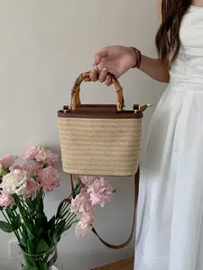 Women's Fashionable Straw Bag, Casual Versatile Bucket Bag for Daily Used, Trendy High-quality Daily Commuting Bag, Girl Shopping Bag, Bucket Bag Handbag