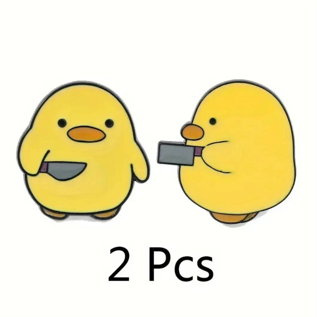 Cute and funny 2 piece duck set enamel pin