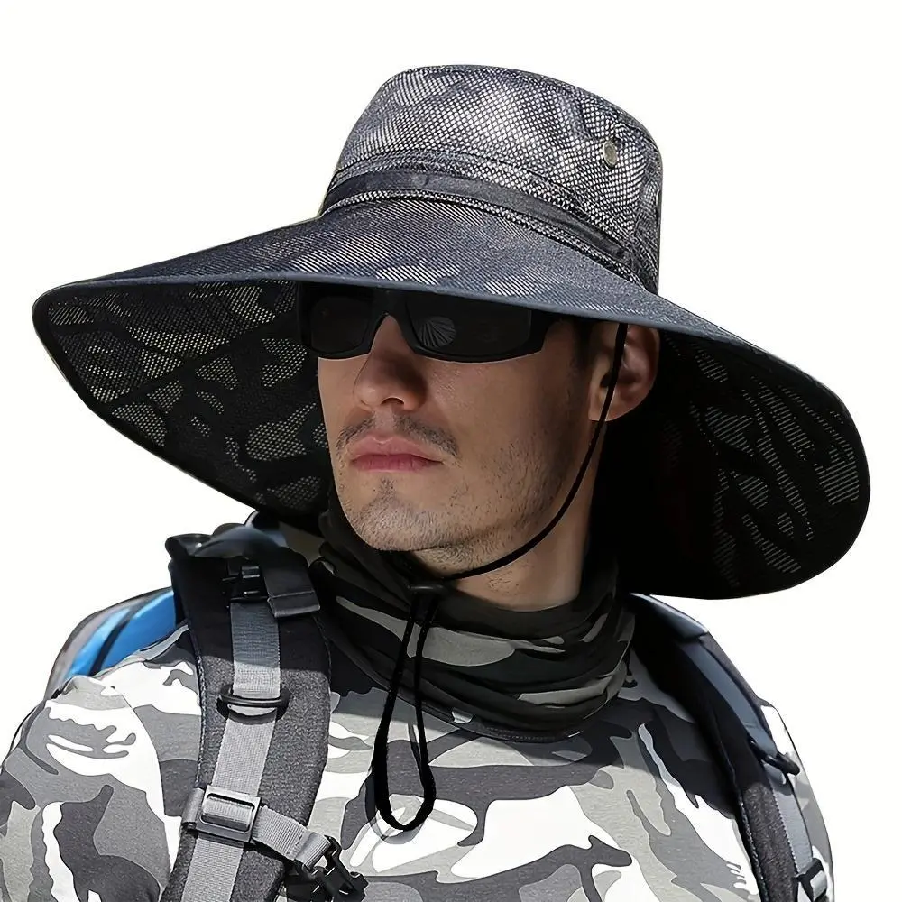 Camo Super Wide Brim Sun Hats, Men and Women Bucket Hat for Fishing Hiking Garden Lawn Work Safari Camping Outdoor