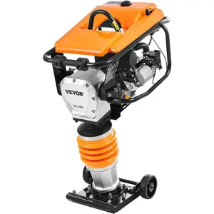 VEVOR Jumping Jack Compactor, 6.5 HP Vibratory Rammer Fuel-Powered 196 cc Engine Tamper, 3600 lbs Impact Force, 26" Max Compaction Depth, Four-Spring, for Soil, Gravel, Concrete Slabs, Foundations