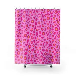 Funky Pink Leopard Print Shower Curtain, Bathroom Decor, Trendy Home Accessory, Gift for Her, Animal Print Bedding, Vibrant Bathroom