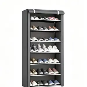 Simple multi-layer steel pipe combined dust-proof shoe cabinet, an economical and practical shoe rack suitable for student dormitories and home storage, Freestanding Shoe Storage, Freestanding Shoe Organizer